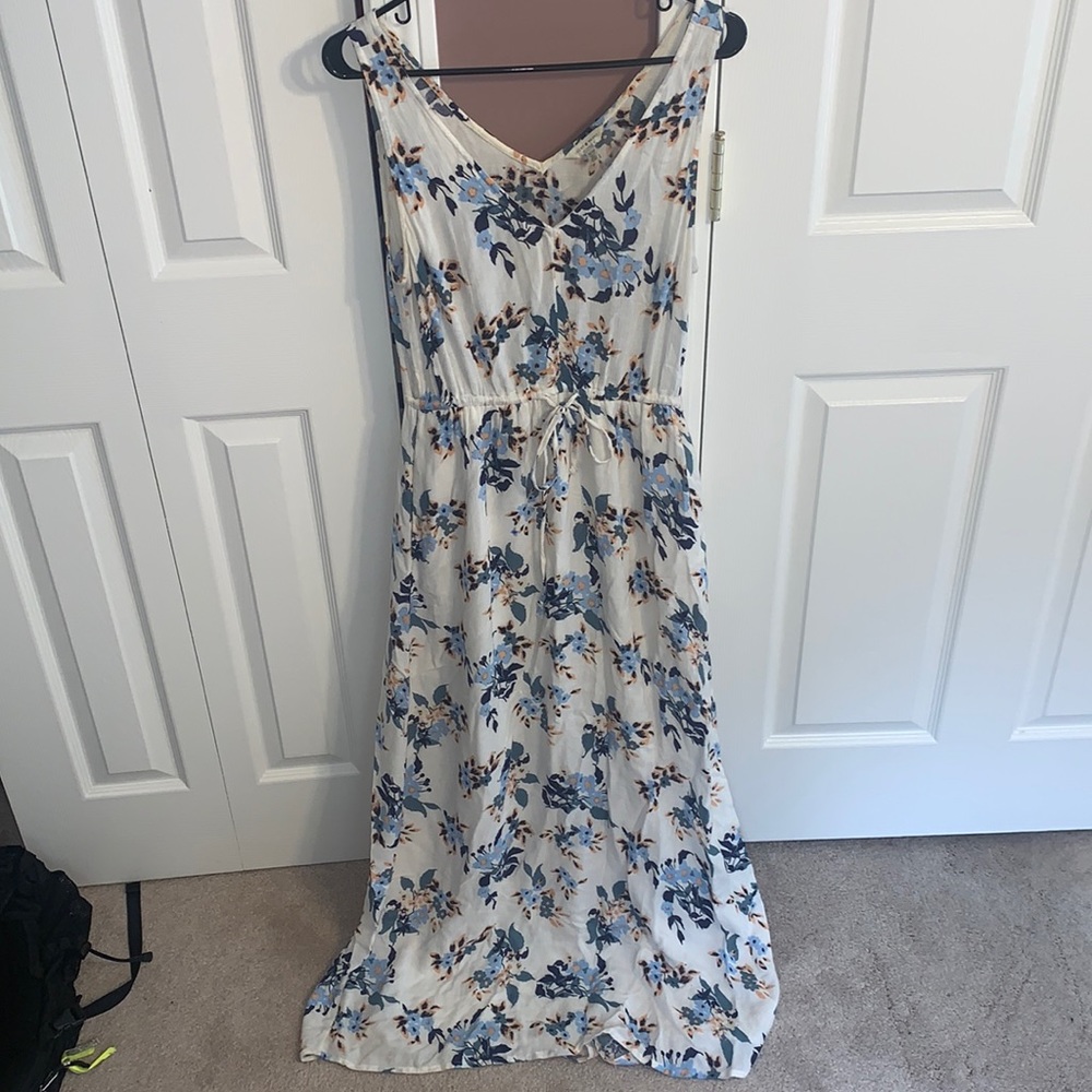 Blue and pink floral maxi dress